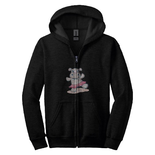 Dancing Hippo Ballerina Zip Hoodies