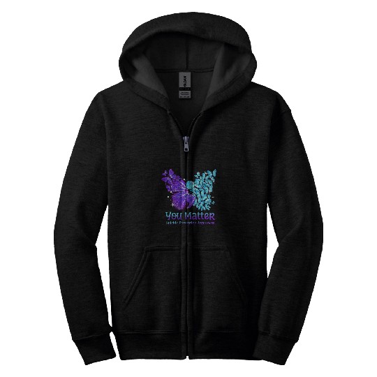 suicides Prevention 988 You Matter Butterfly Zip Hoodies