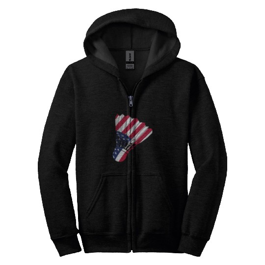 Sport Badminton American Flag 4th of July Lover Zip Hoodies