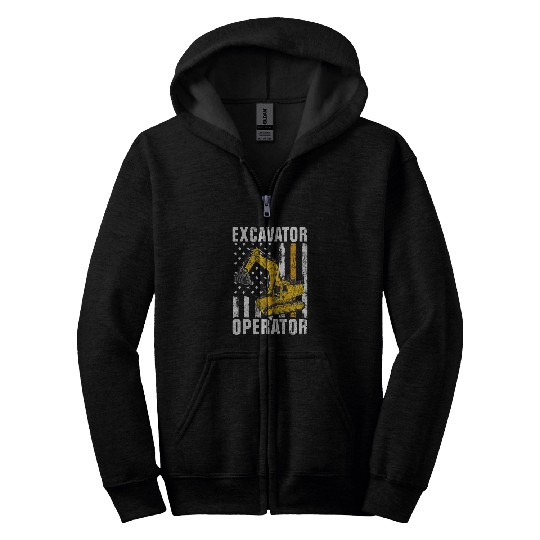 Excavator Fun Operator Construction Worker Construction Site Digger Driver Zip Hoodies