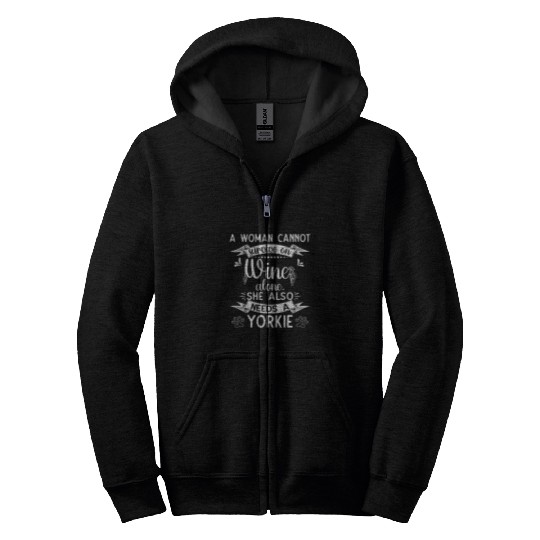 Yorkiepoo Mom A Women Cant Survive On Wines Alone Yorkie Poo Zip Hoodies