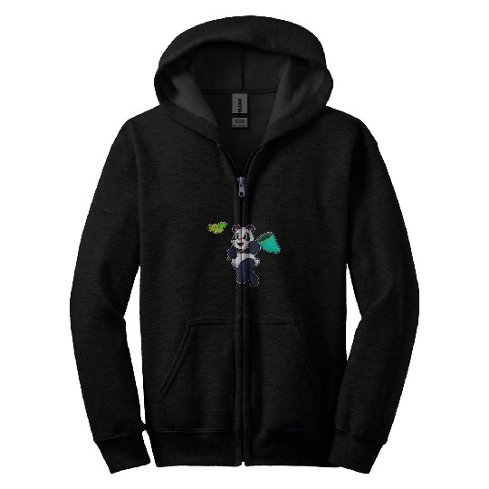 Fishing Fun Panda Bamboo Fisher Fishing net Zip Hoodies