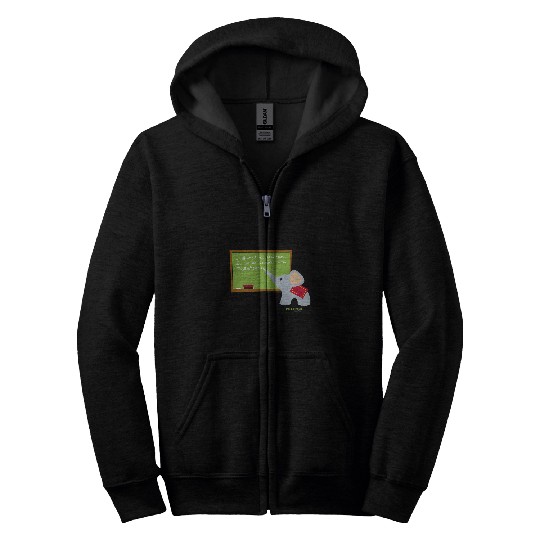 Elephant Mammal Paul Frank Ellie The Elephant Class Chalk Board Zip Hoodies