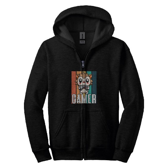 Hedgehog Pet Kawaii Hedgehogs Gamer For Men Women Kids Video Game Zip Hoodies