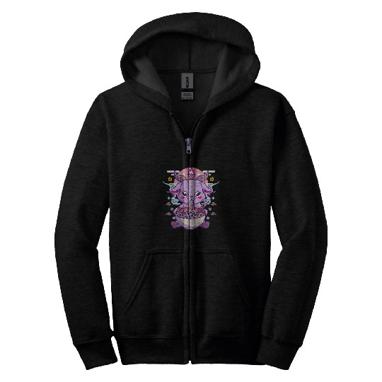 Goats Pet Baphomest Pho Ramen Goats Occult Spooky Kawaii Creepy Cute Zip Hoodies