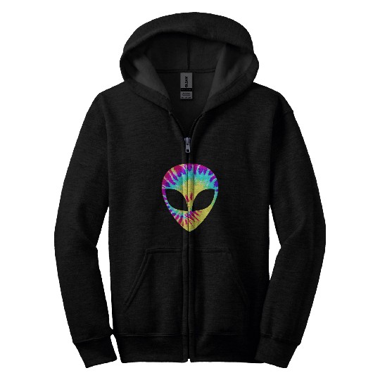 Aliens UFO Trippy Alien Hippie Rainbow Hippie Face Zip Hoodies