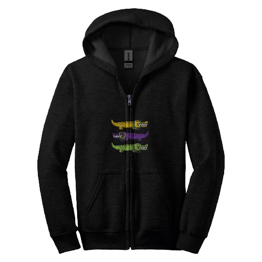 Alligator Pet Mardi Gras Crocodile Alligator beads New Orleans Louisiana Zip Hoodies