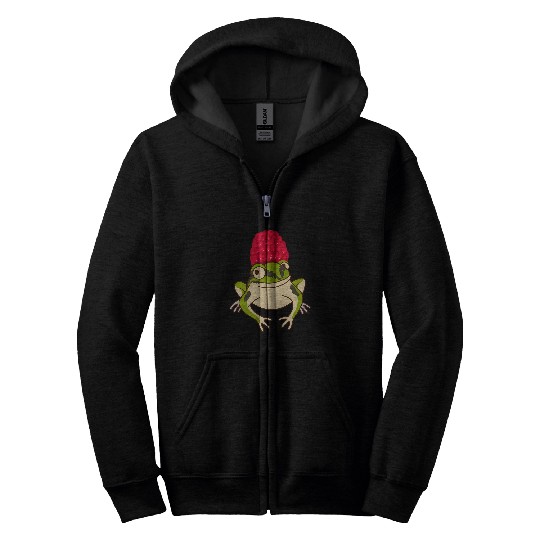 Frog Pet With Raspberry Hat Amphibian Tadpole Frog Lover Zip Hoodies