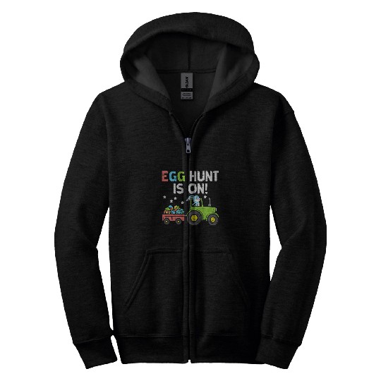 Tractor Fun driving Kids Egg Hunt Is On Tractor Easter Bunny Eggs Hunting Toddler Zip Hoodies