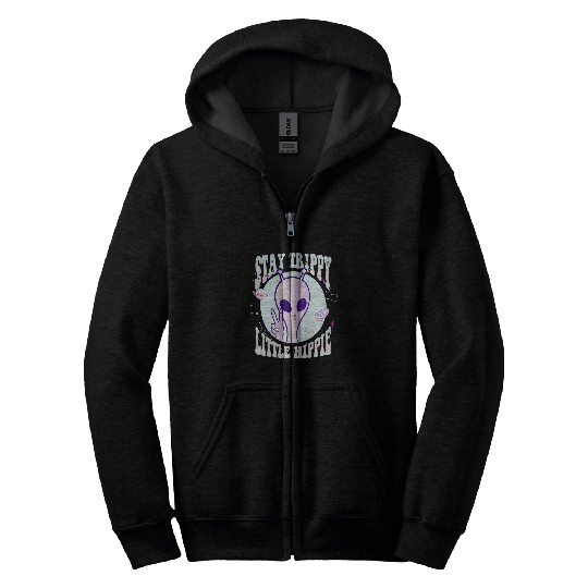 Aliens UFO Trippy Alien Hippie Retro Future Zip Hoodies