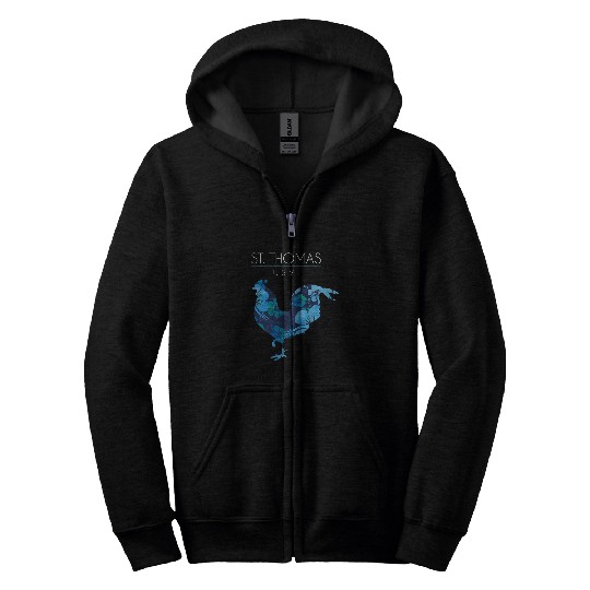 Chicken Pet St Thomas USVI Flower Hibiscus Chicken Lover Souvenir Zip Hoodies