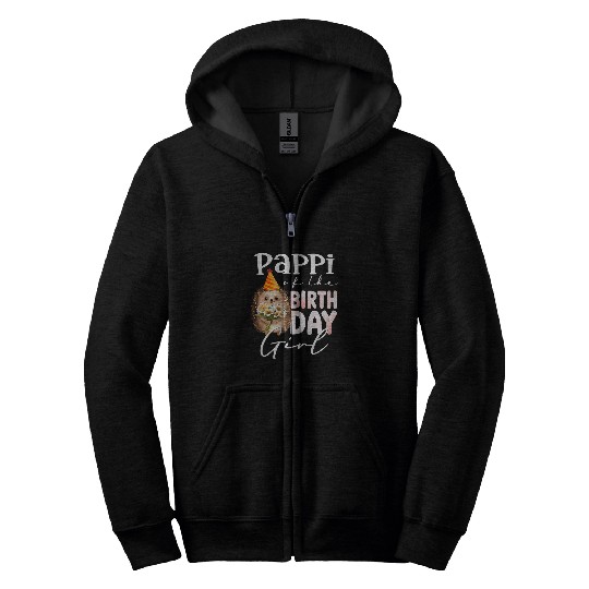Hedgehog Pet Pappi Of The Birthday Girl Hedgehogs Floral Themed Family Zip Hoodies
