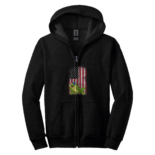 Frog Pet American Flag Boys Girls Men Women Fourth Of July Zip Hoodies