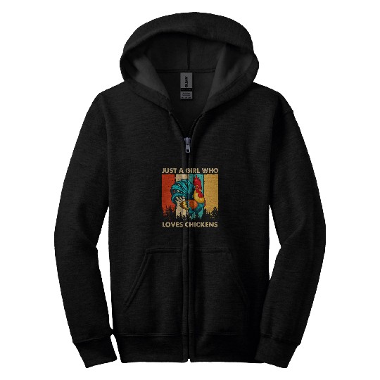 Chicken Pet Just A Girl Who Loves Chickens Retro vintages 7 Zip Hoodies