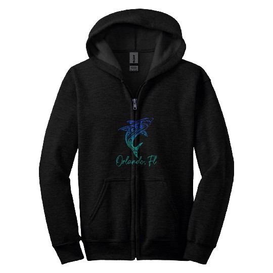 Shark Pet Orlando FL Shark Scuba Diving Surfer Surfing Florida Surf Zip Hoodies