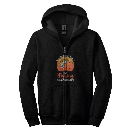 Fishing Fun School Is Important But Fishing Is Importanter Youth Kids 591 Zip Hoodies
