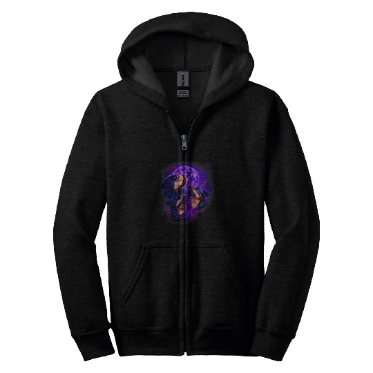 Rottweiler Pet Howling at the Moon  Rottweiler Zip Hoodies