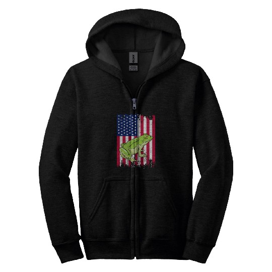 Frog Pet 4th of July American Flag Retro Patriotic vintages Zip Hoodies