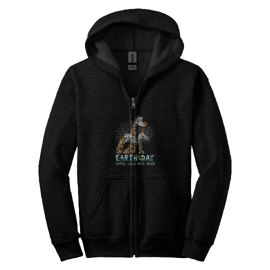 Giraffe Pet Earth Day Zip Hoodies