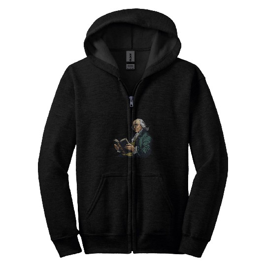 Book Fun Benjamin Franklin Reading A Book 1 Zip Hoodies