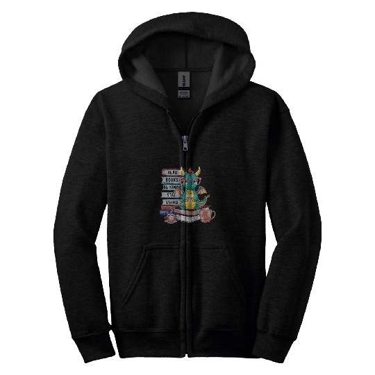 Book Fun Funny Dragon Read Books Be Kind Stay Weird Book Lover 3 Zip Hoodies