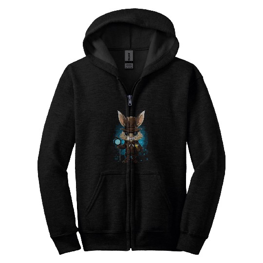 Easter Bunny Detective Easter Zip Hoodies