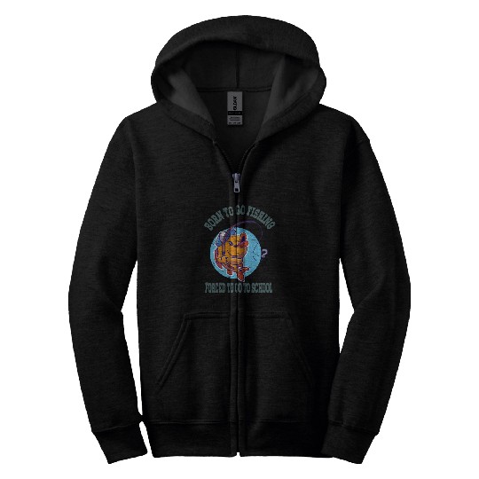 Fishing Fun Funny Born To Go Fishing Bass Fish Boys Kids Zip Hoodies