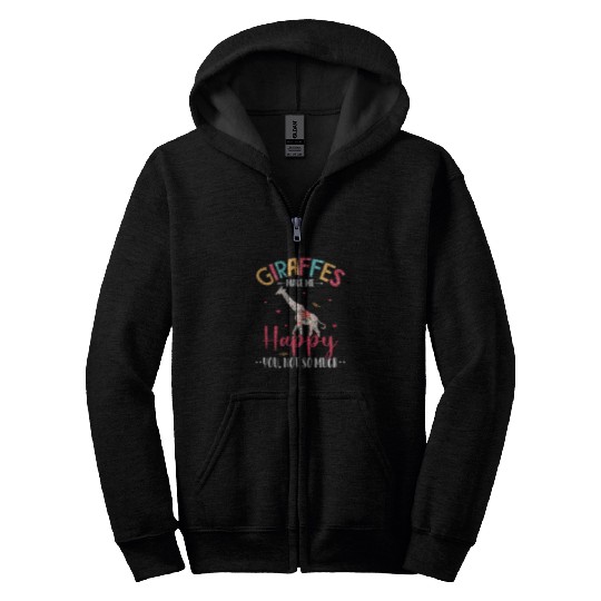 Giraffe Pet Funny Giraffes Happy You Not So Much Cute Floral Zip Hoodies