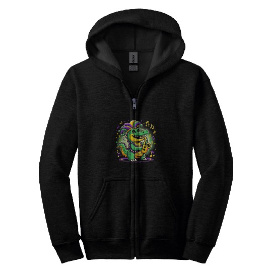 Alligator Pet Mardi Gras Alligator Festive Gator Jester New Orleans Party Zip Hoodies