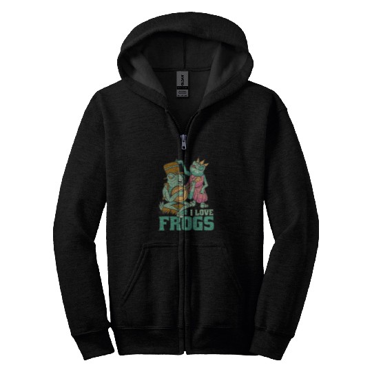 Frog Pet Couple Musician Princess Zip Hoodies
