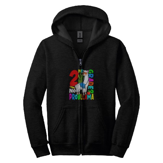Llama Pet Funny nd Grade No Prob Llama Back To School First Day 4 Zip Hoodies