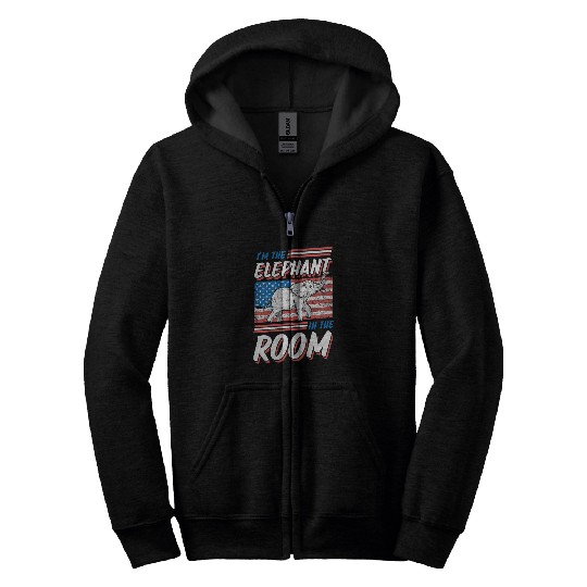 Elephant Mammal Im The Elephant In The Room Funny Republican American Flag Zip Hoodies