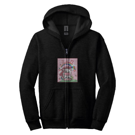 Cow Pet Cottagecore Aesthetic Kawaii Cow Strawberry Milk Zip Hoodies
