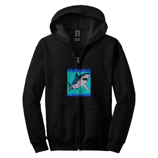 Shark Pet Pop Art Great White Shark Scuba Diving 4 Zip Hoodies