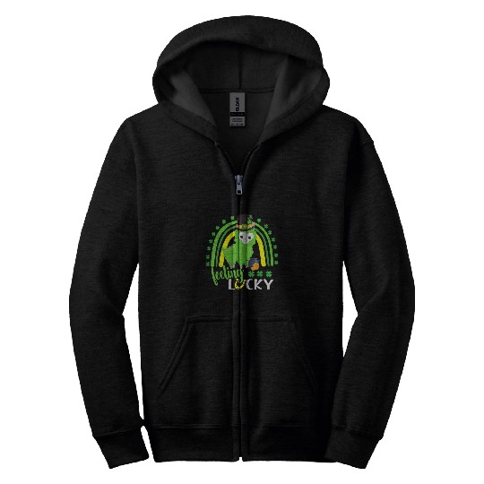 Llama Pet Cute St Patricks Day Rainbow Llama Feeling Lucky St Patricks Zip Hoodies