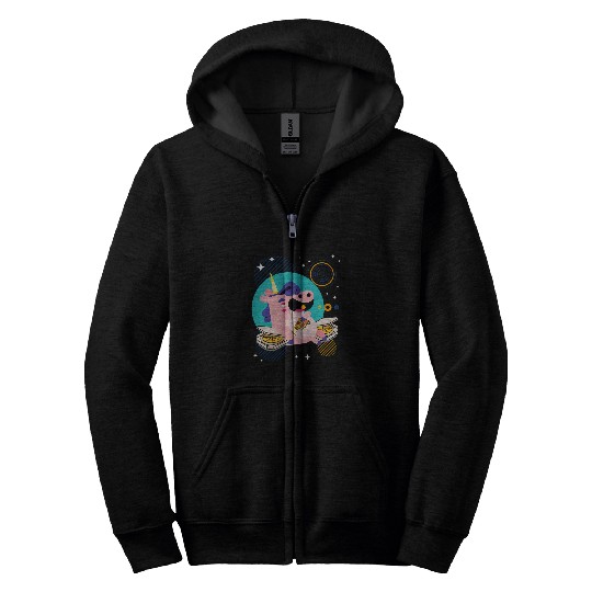 Unicorn Pet Eating Pepperoni Cheesy Pizza Unicorn 2 Zip Hoodies
