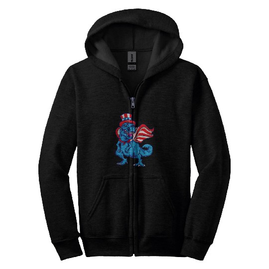 Dinosaur Pet Memorial Day 4th of July dinosaur dino TRex americosaurus US Zip Hoodies