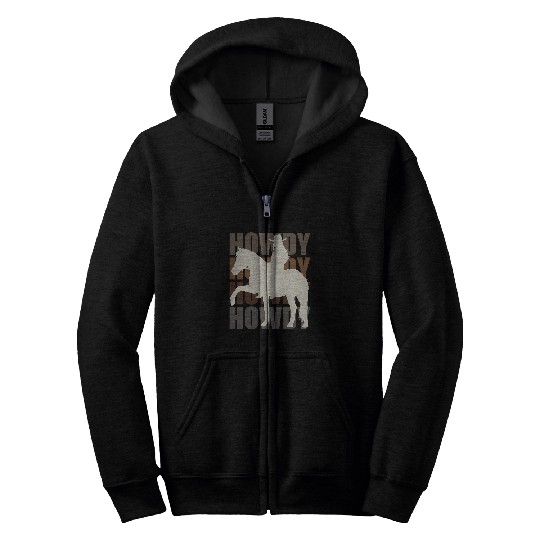 Horse Pet Howdy Retro Cowgirl With Horse Western Country Vintage Zip Hoodies