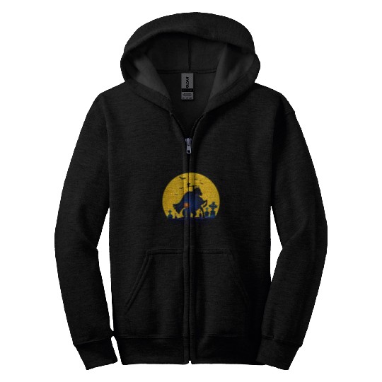 Horse Pet Retro Headless Horseman Classic  Sleepy Holloween Moon Zip Hoodies