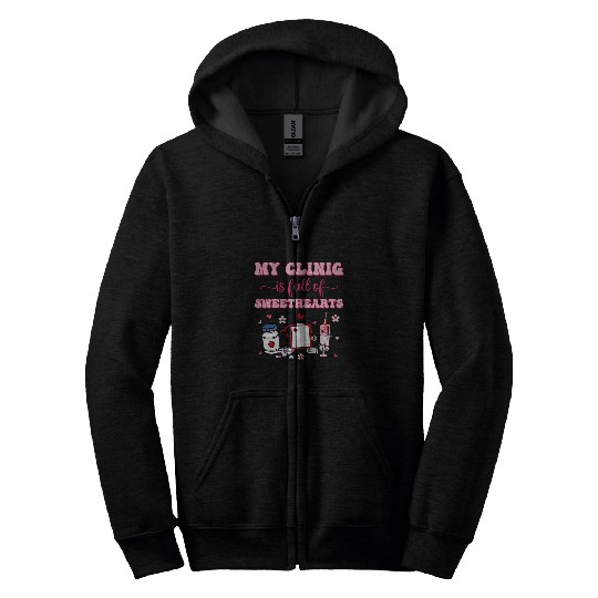 nurses Job Groovy My Clinic Is Full Of Sweethearts nurses Valentines Day Zip Hoodies