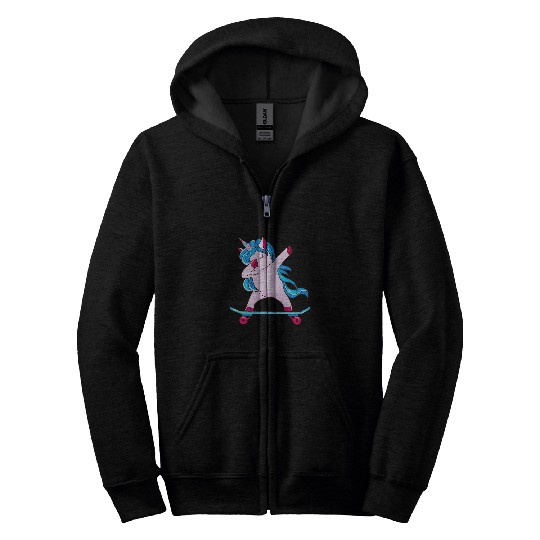 Unicorn Pet Skateboarding Unicorn Skateboard Skater Girl Zip Hoodies