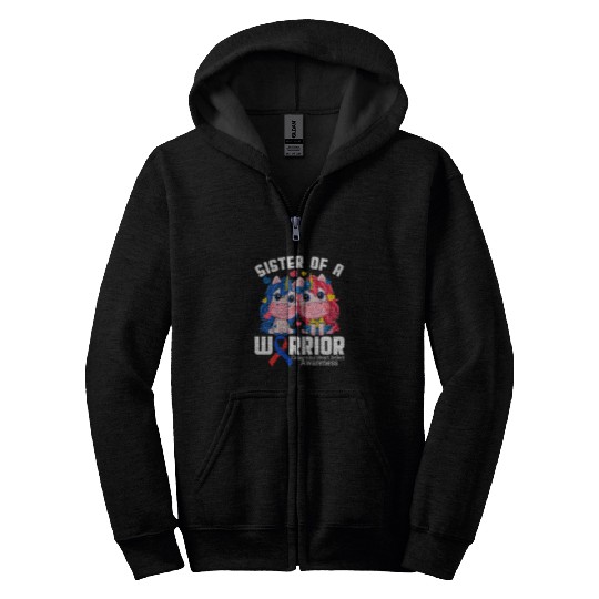 Unicorn Pet Sister Of A Warrior CHD Awareness Supporter Unicorn Lovers Zip Hoodies