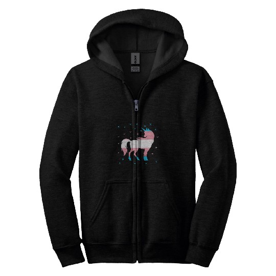 Unicorn Pet Transgender Pride Flag Unicorn Transgender Zip Hoodies