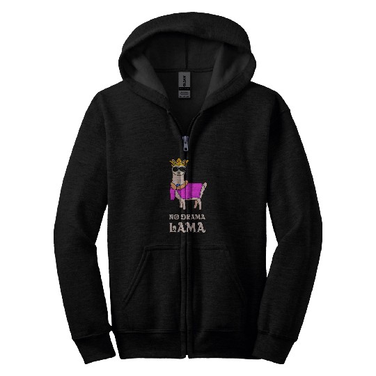 Llama Pet Royal Llama With Sunglasses No Drama Lama LLama Lover Kids Zip Hoodies