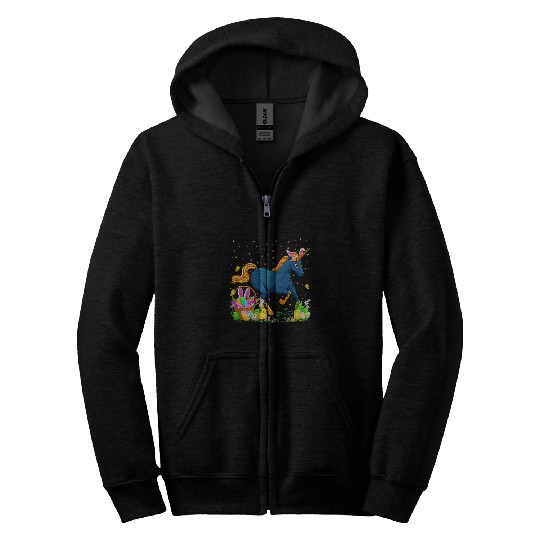 Unicorn Pet Easter Unicorn Bunny Egg Hunting Unicorn Easter Sunday Zip Hoodies