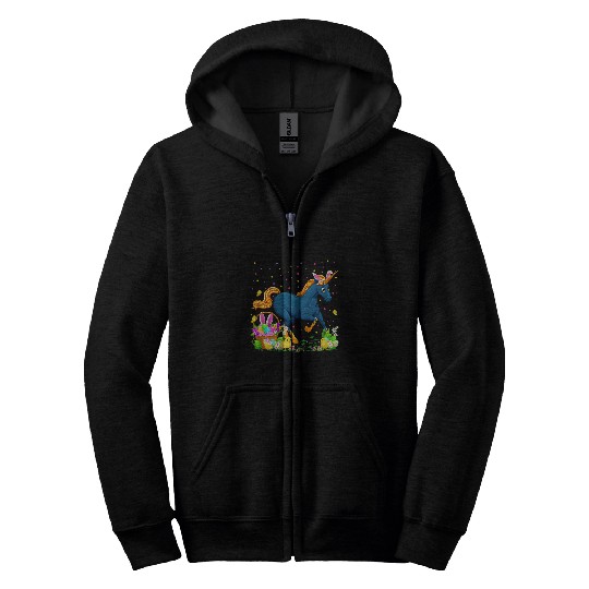 Unicorn Pet Easter Unicorn Bunny Egg Hunting Unicorn Easter Sunday Zip Hoodies