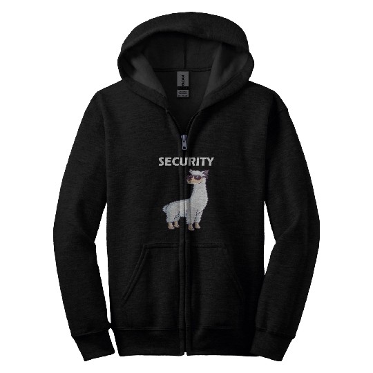 Llama Pet Security Security Company Protection Security Service Lama Alpaca Zip Hoodies
