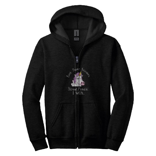 Unicorn Pet Funny Unicorn Rock Paper Scissors Throat Punch I Win Zip Hoodies