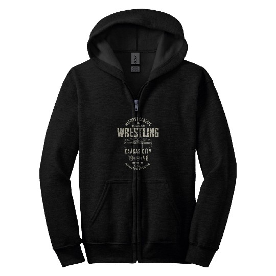 Sport Wrestling Midwest Classic Professional Wrestling Grunge Wrestling Fan Zip Hoodies