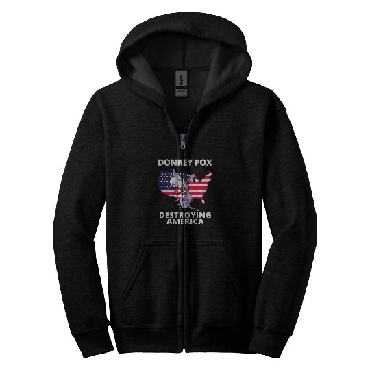 Donkey Pet Pox Destroying America AntiBiden Conservative 1 Zip Hoodies